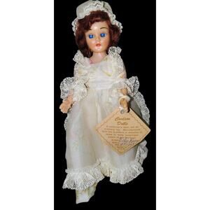Vintage Carlson Dolls Betsy Ross Collectors in Red Curly Hair White Floral Dress